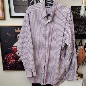 Polo by Ralph Lauren Men's Purple and Black Striped Shirt